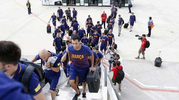 The flight of the Barça to play the Supercopa of Europe 2015