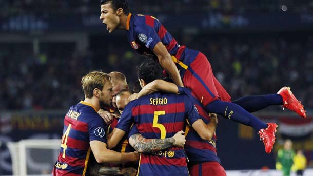 Video summary: FC Barcelona 5 Seville 4 (Supercopa of Europe)