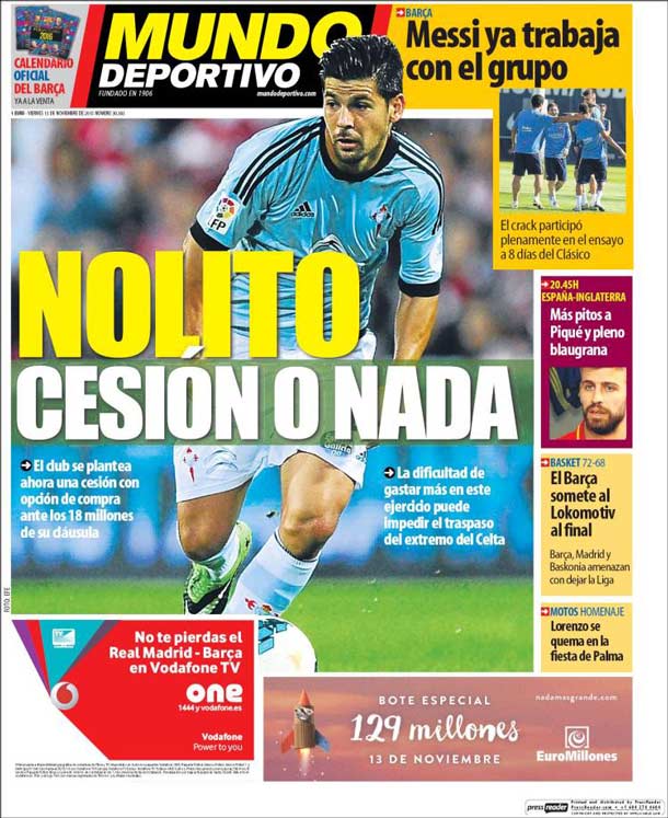 Carried Sportive World: Nolito: cession or at all