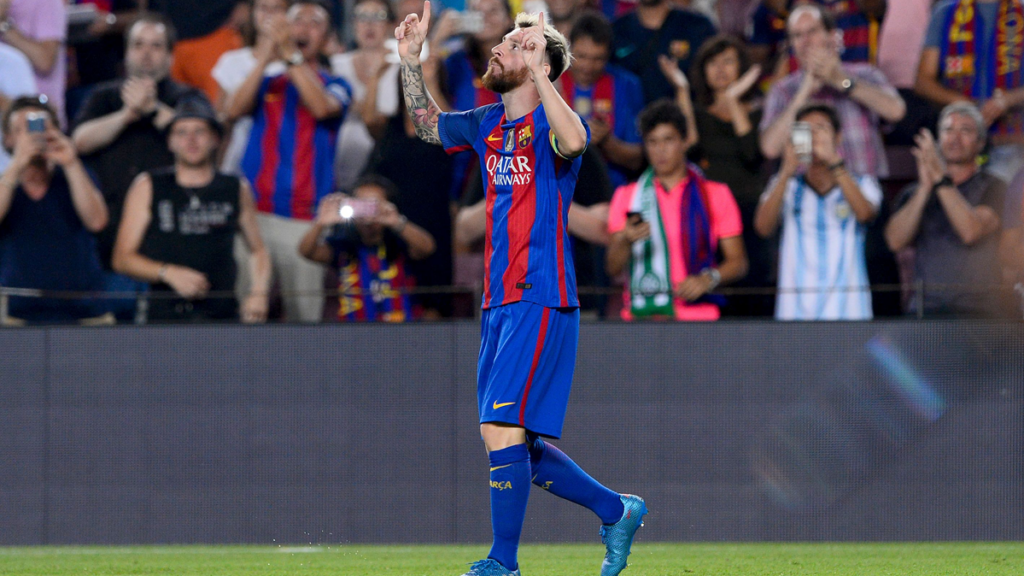 MAGICIAN: Messi returned to the big with a goal of flag