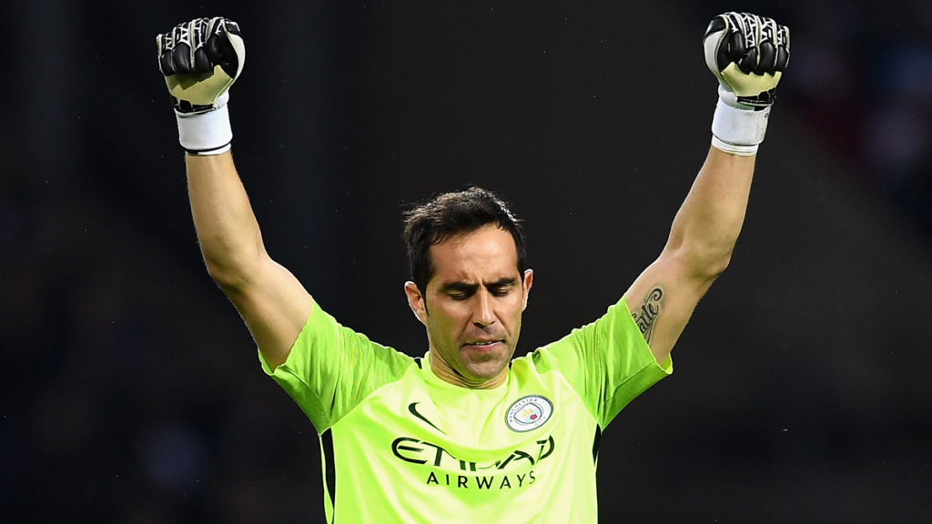 Talk of Bravo before going  to the terracing of the Etihad Stadium