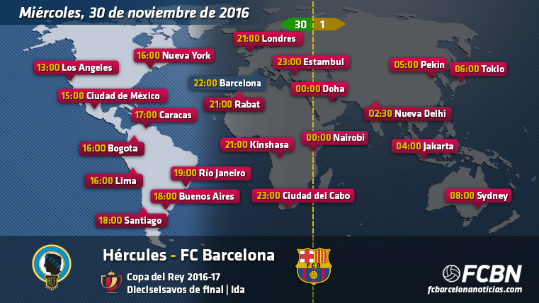Schedules and TV of Hercules vs FC Barcelona of Glass