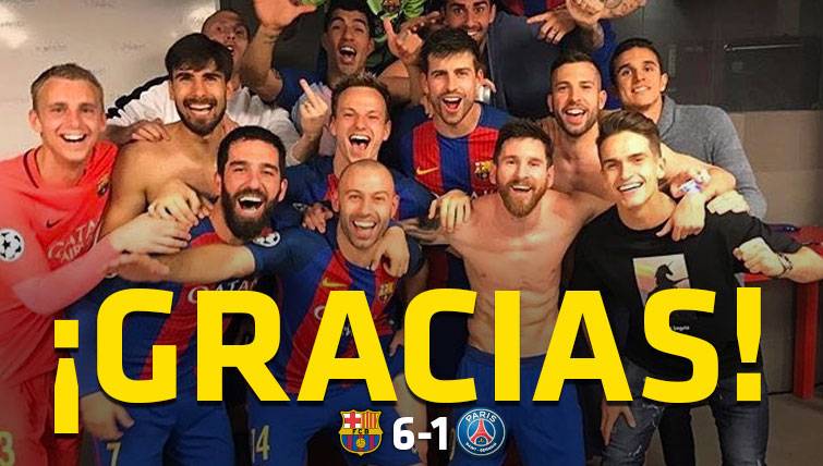 Total ecstasy in the changing room after the traced back of the Barça