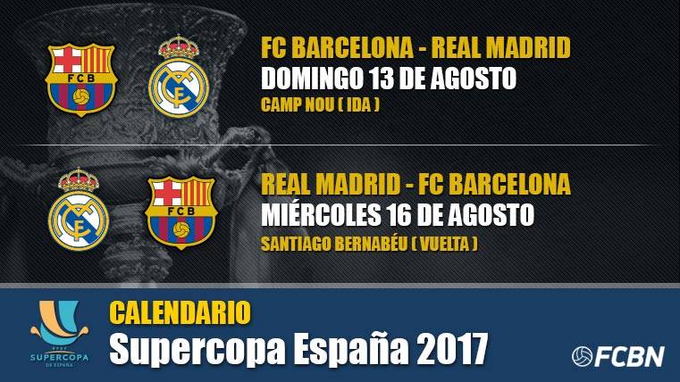 Calendar Supercopa of Spain 2017: Barcelona-Real Madrid