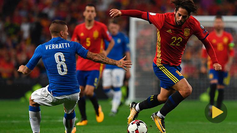BRUTAL: Isco takes him out the colours to an unlucky Verratti