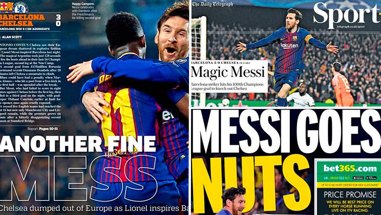 The world-wide press, to the feet of Messi after the Barça-Chelsea