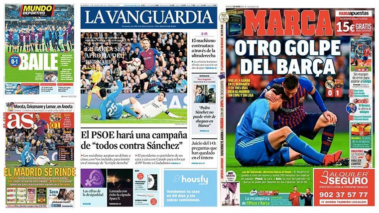 The national and world-wide press coincides: KO of the Barça to LaLiga