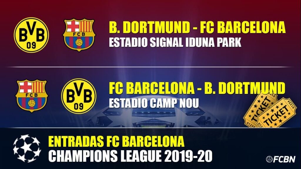Tickets FC Barcelona-Borussia Dortmund – Champions League 2019-2020