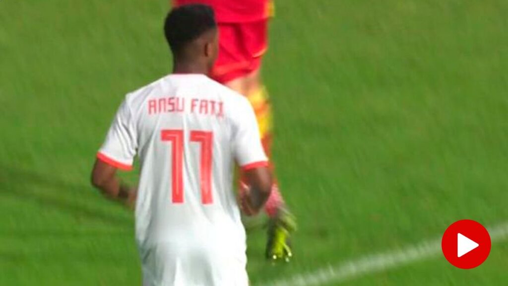 Ansu Fati debuts with U21 Spain team… And he is about to score!