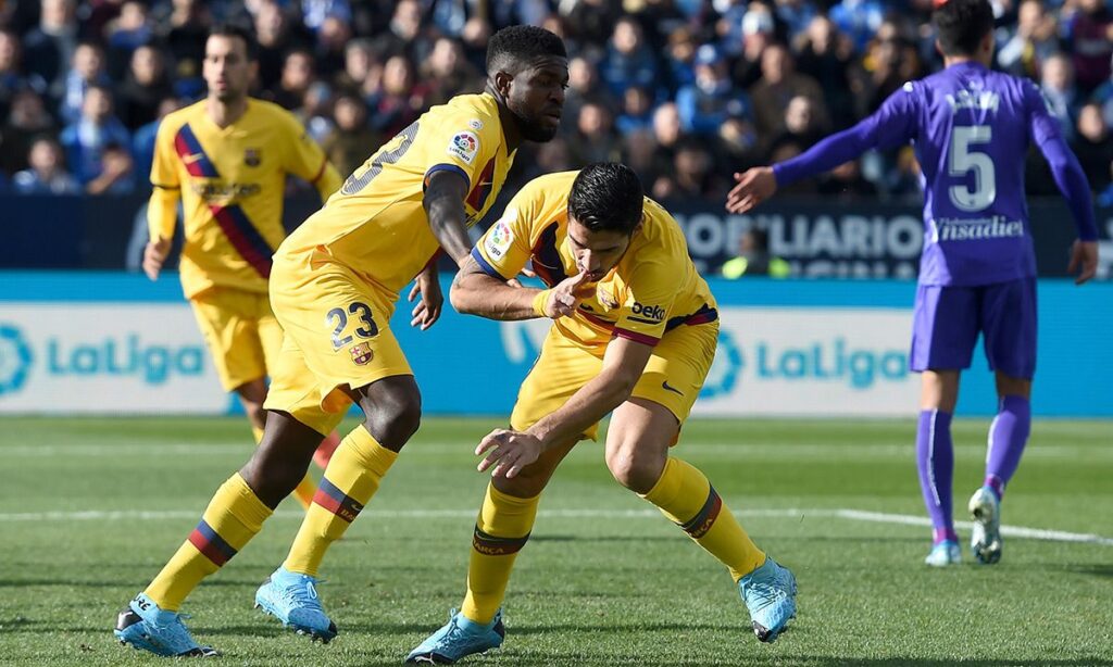 KILLER! Luis Suárez tied against Leganés after a good centre of Messi