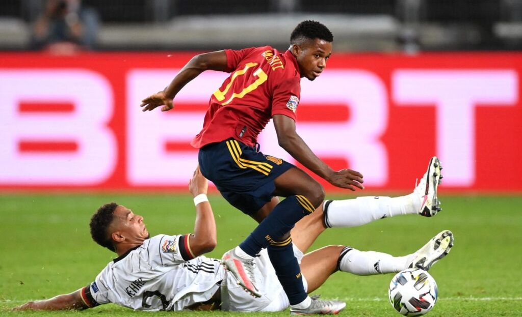 Ansu Fati debuts with Spain in the draw against Germany