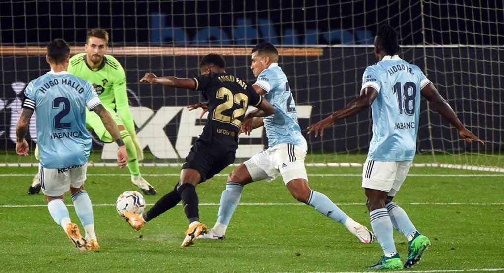 Ansu Fati, with three goals, among the top scorers in LaLiga