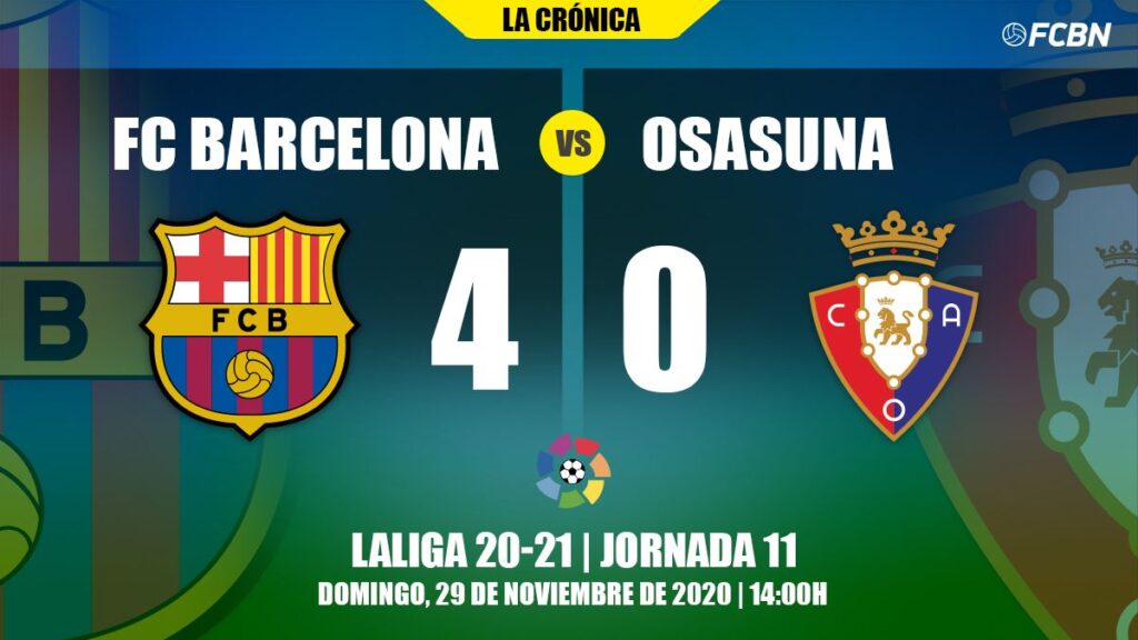 The Barcelona smashed the Osasuna and advanced in the table (4-0)