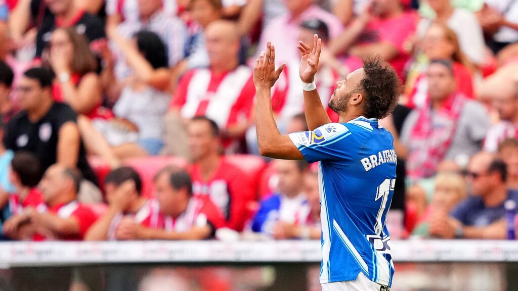 ‘Arrive and kiss the saint’: Braithwaite scored Espanyol’s winning goal