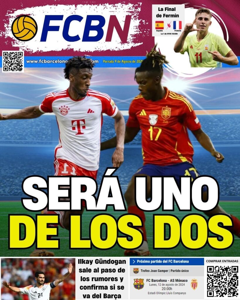 FCBN Cover 08/09/2024: It will be one of the two (Nico Williams/Coman)