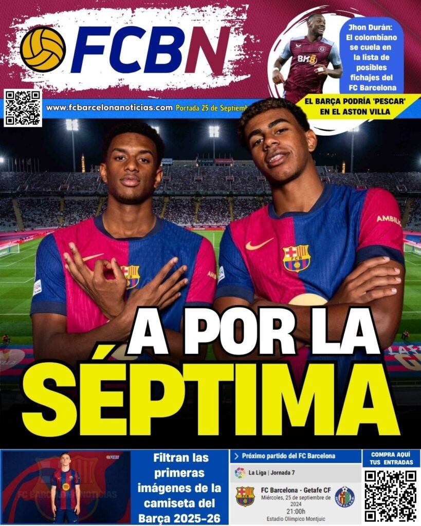 FCBN cover 09/25/2024: GOING FOR THE SEVENTH (BARÇA-GETAFE)