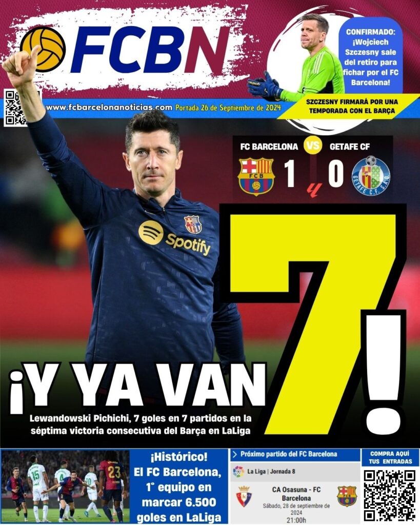 FCBN cover 09/26/2024: AND THERE ARE THERE (7 BARÇA 1-0 GETAFE)