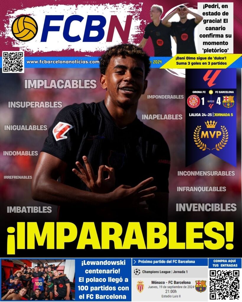 FCBN cover 16/09/2024: GIRONA 1-4 BARÇA UNSTOPPABLE!