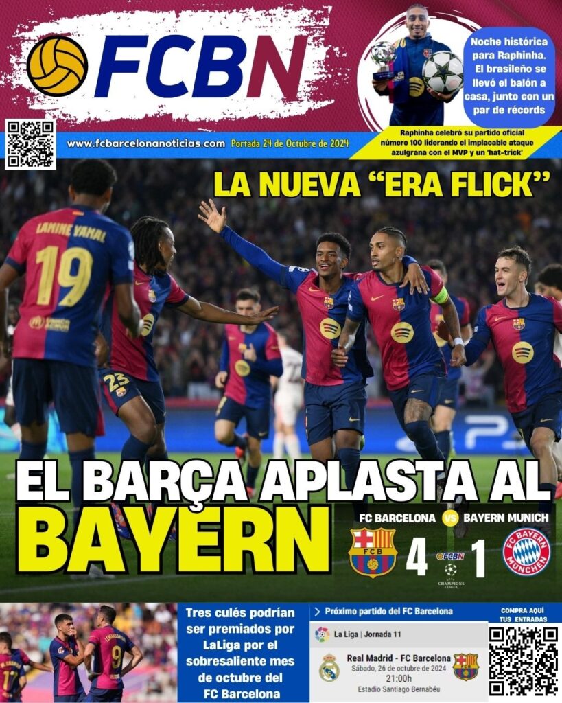 FCBN cover 10/24/2024: BARÇA CRUSHES BAYERN 4-1