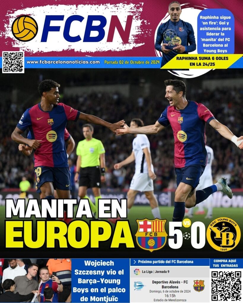 FCBN cover 10/02/2024: MANITA IN EUROPE (BARÇA 5-0 YOUNG BOYS)