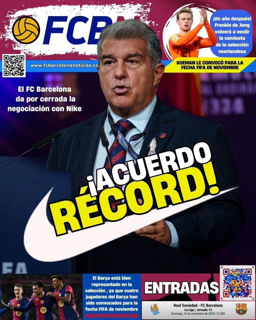 FCBN cover 11/9/2024: FC BARCELONA-NIKE – RECORD DEAL