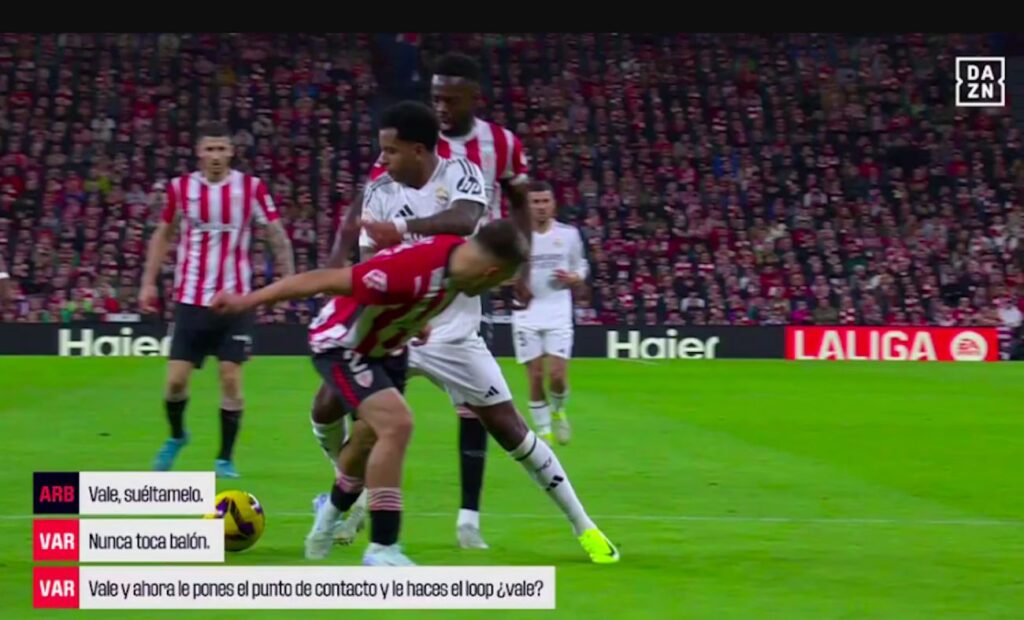 Comment from the VAR to the referee in the Athletic-Madrid game has set the social networks on fire