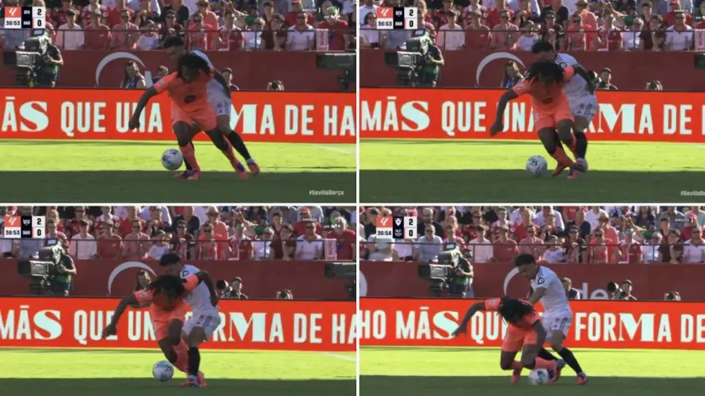 Sevilla-Barcelona: Clear foul on Koundé before the 2-0