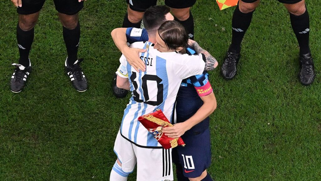 Leo Messi celebrates his goal against Croatia (3-0)