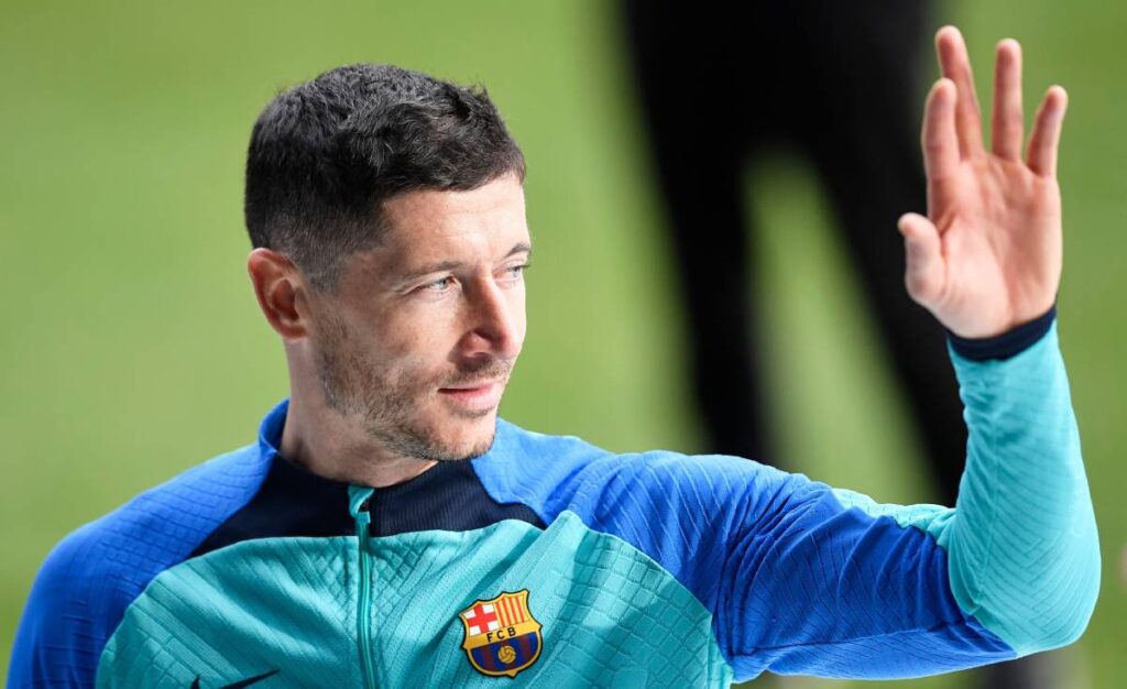 Lewandowski, en el entrenamiento a puertas abiertas