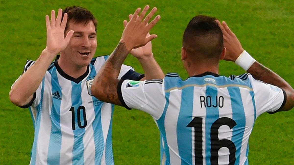 Marcos Rojo y Leo Messi en la selección Argentina