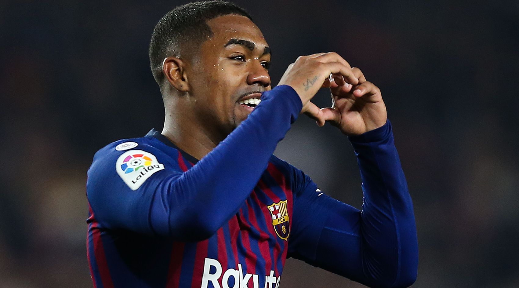 Malcom, celebrating a goal with FC Barcelona