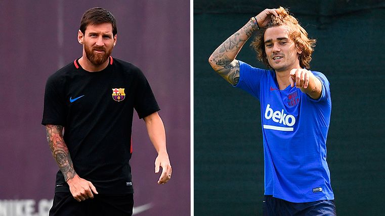 Leo Messi and Antoine Griezmann, in both trainings with FC Barcelona