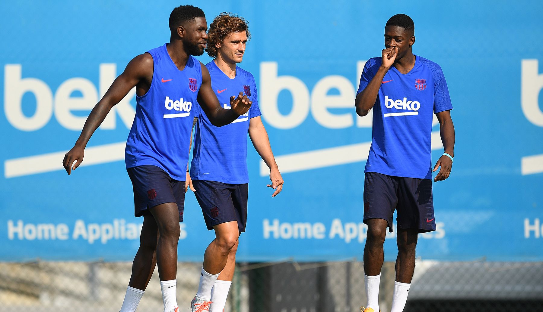 Ousmane Dembélé, training with Griezmann and Samuel Umtiti