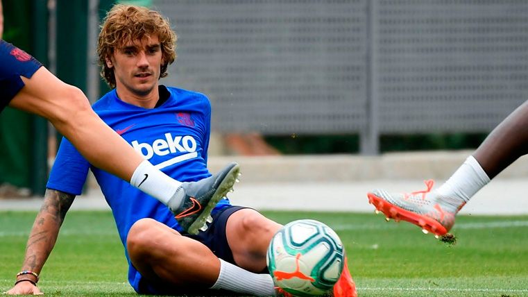 Antoine Griezmann en un entrenamiento del Barça