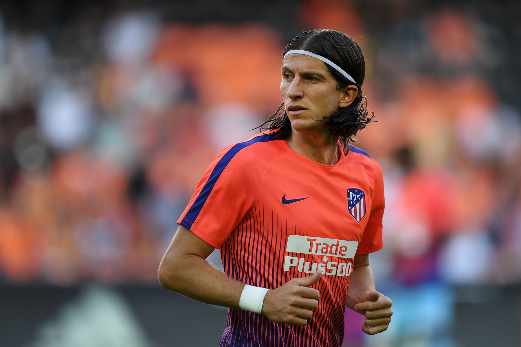 Filipe Luis, during a warming with Atlético de Madrid