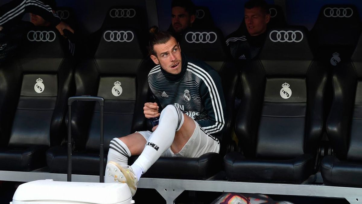 Gareth Bale en el banquillo del Real Madrid