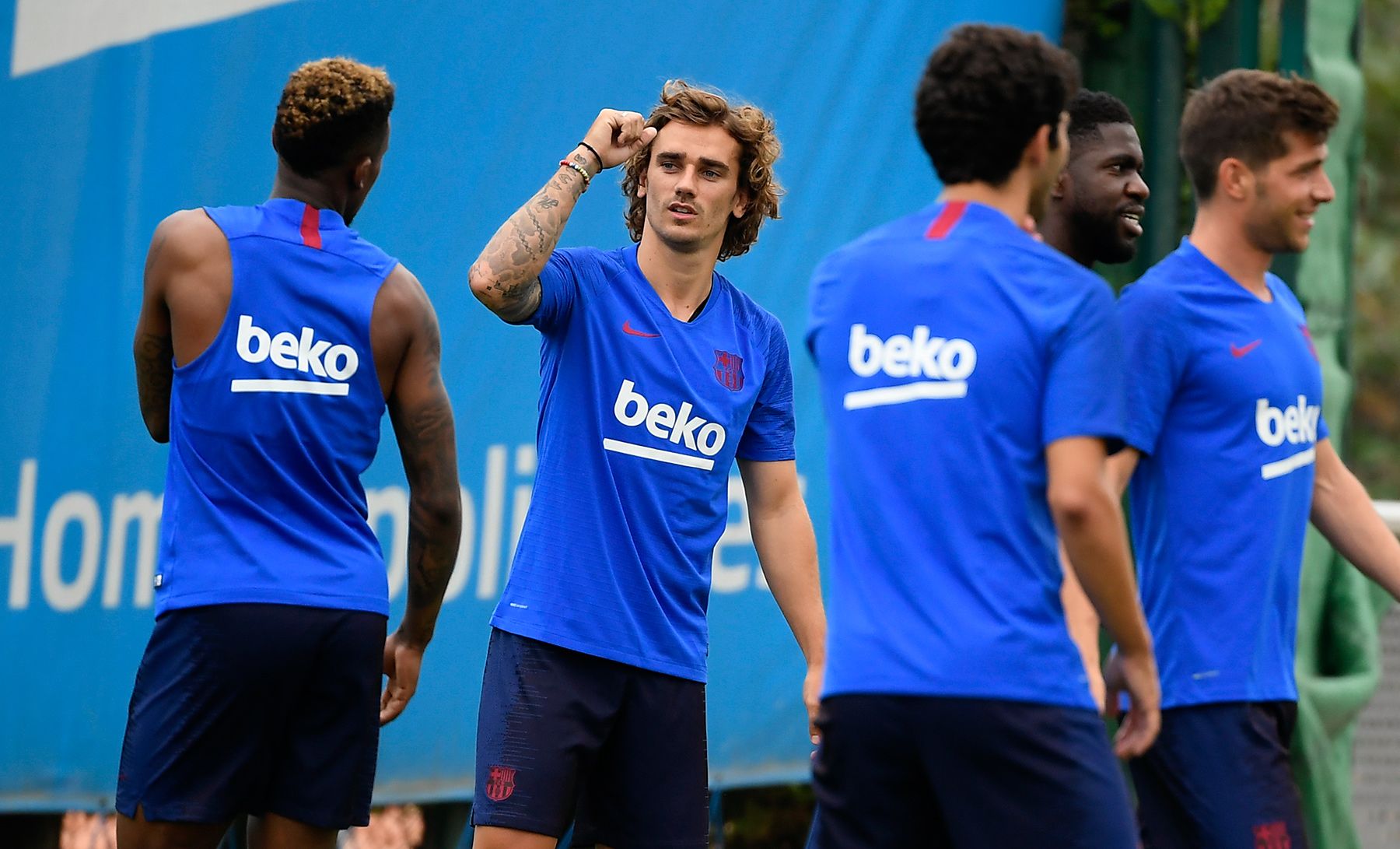 Antoine Griezmann, during a training with Barça