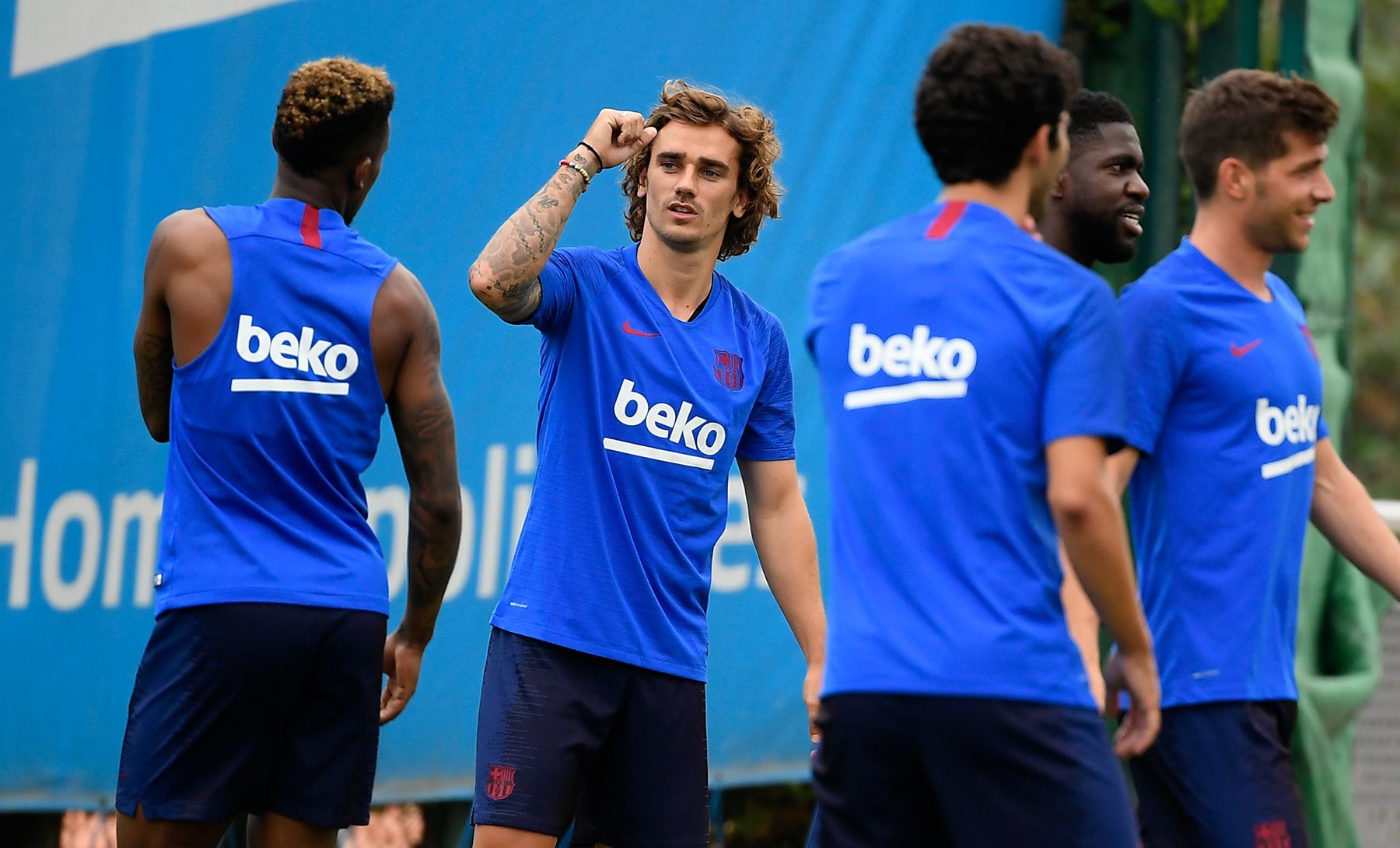 Antoine Griezmann, durante un entrenamiento con el Barça