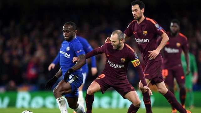 El Barça y el Chelsea en un partido de Champions League