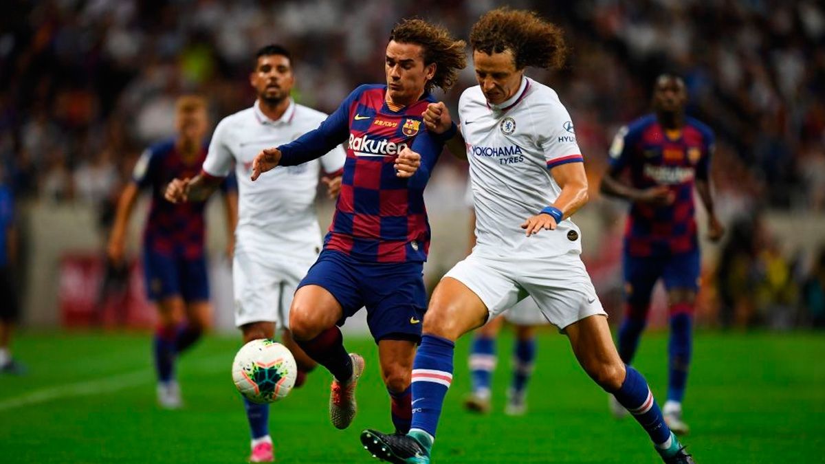 Antoine Griezmann in the match of his debut with Barça
