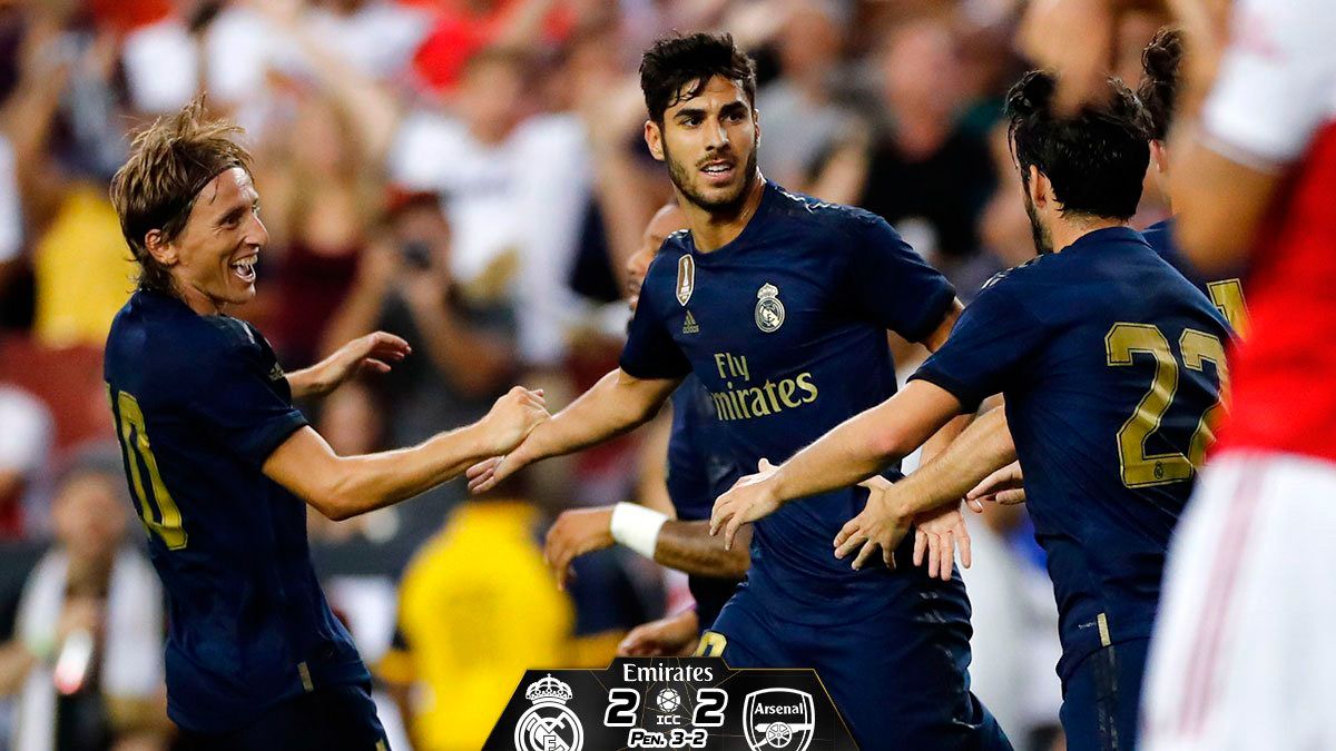 Asensio celebra su gol contra el Arsenal en pretemporada