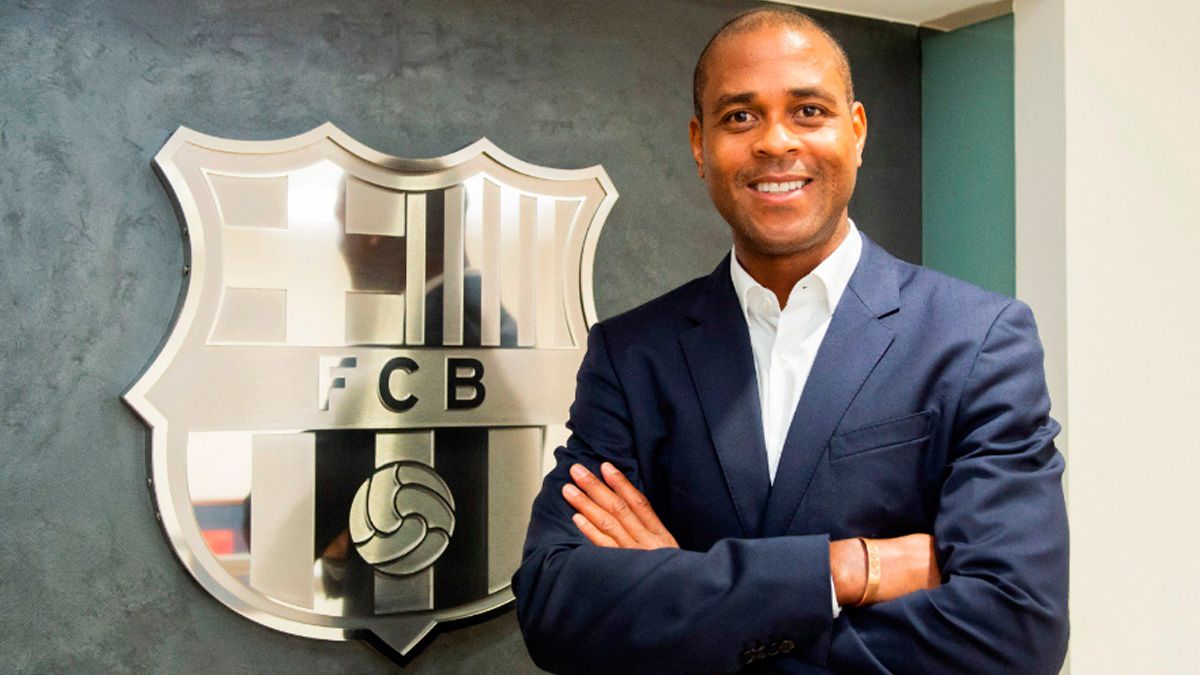 Patrick Kluivert after his appointment as new director of la Masia