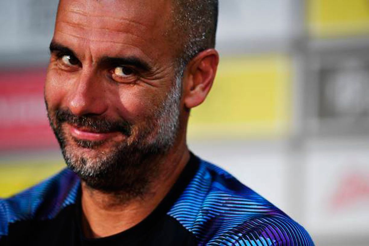 Pep Guardiola, during a press conference