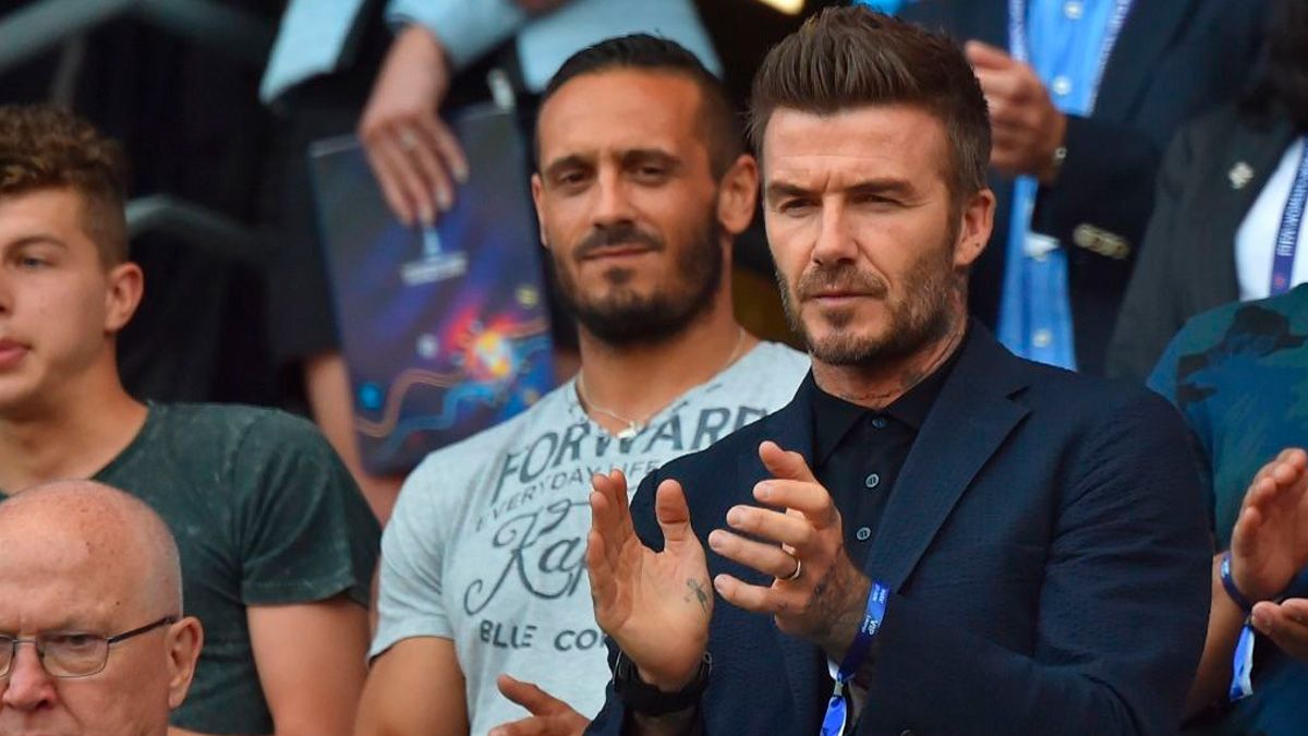David Beckham, president of Inter Miami, in a match of the Women's World Cup