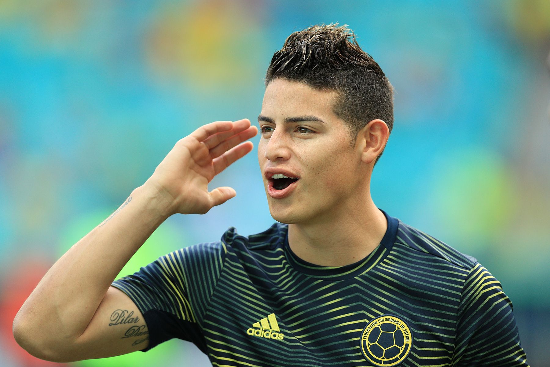 James Rodríguez en un entrenamiento con Colombia