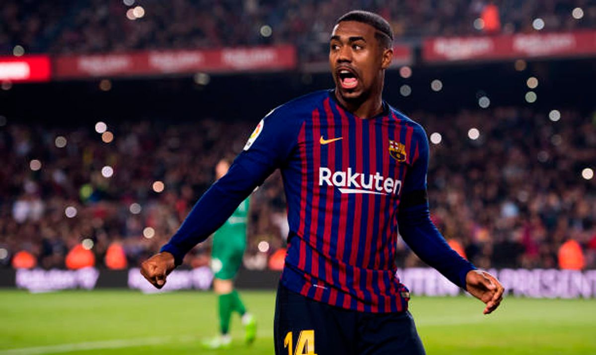 Malcom, during a match with Barcelona