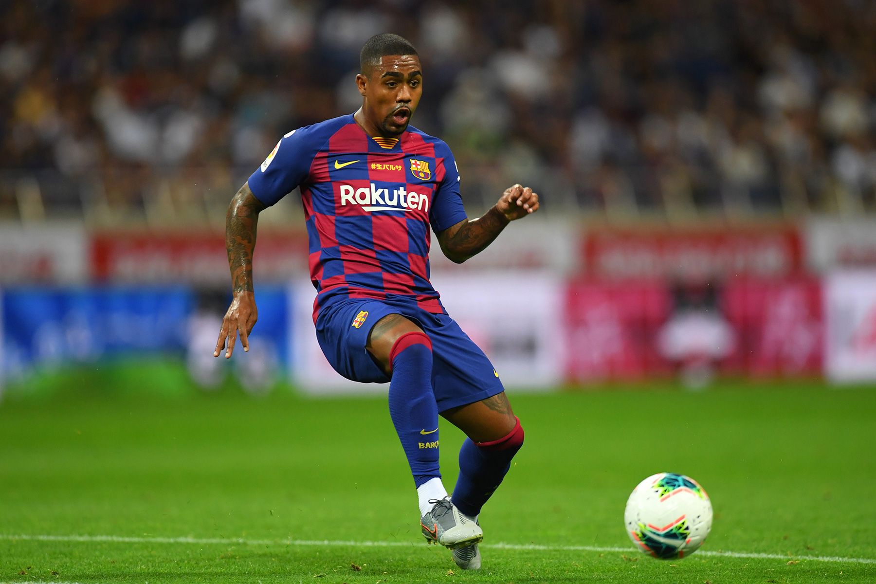 Malcom en un partido de pretemporada con el Barcelona