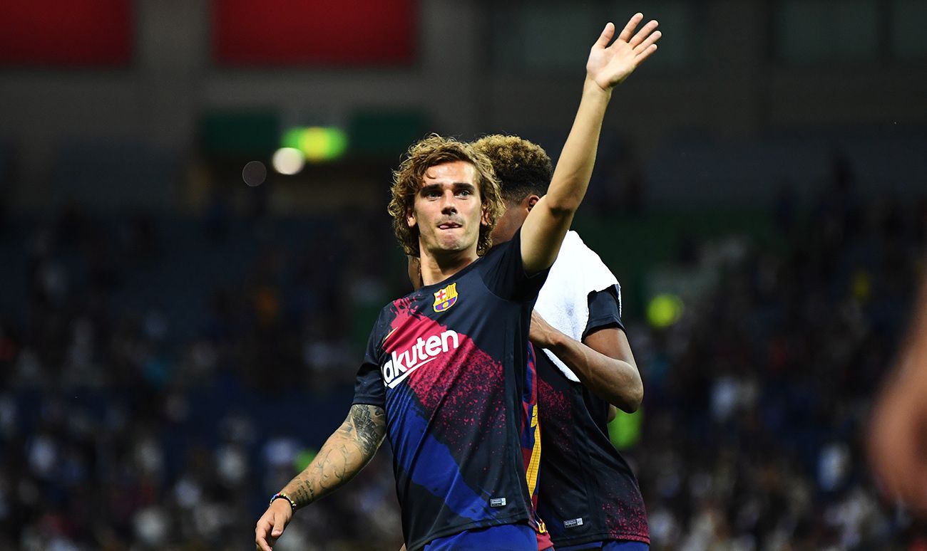 Antoine Griezmann, greeting to the fans of FC Barcelona