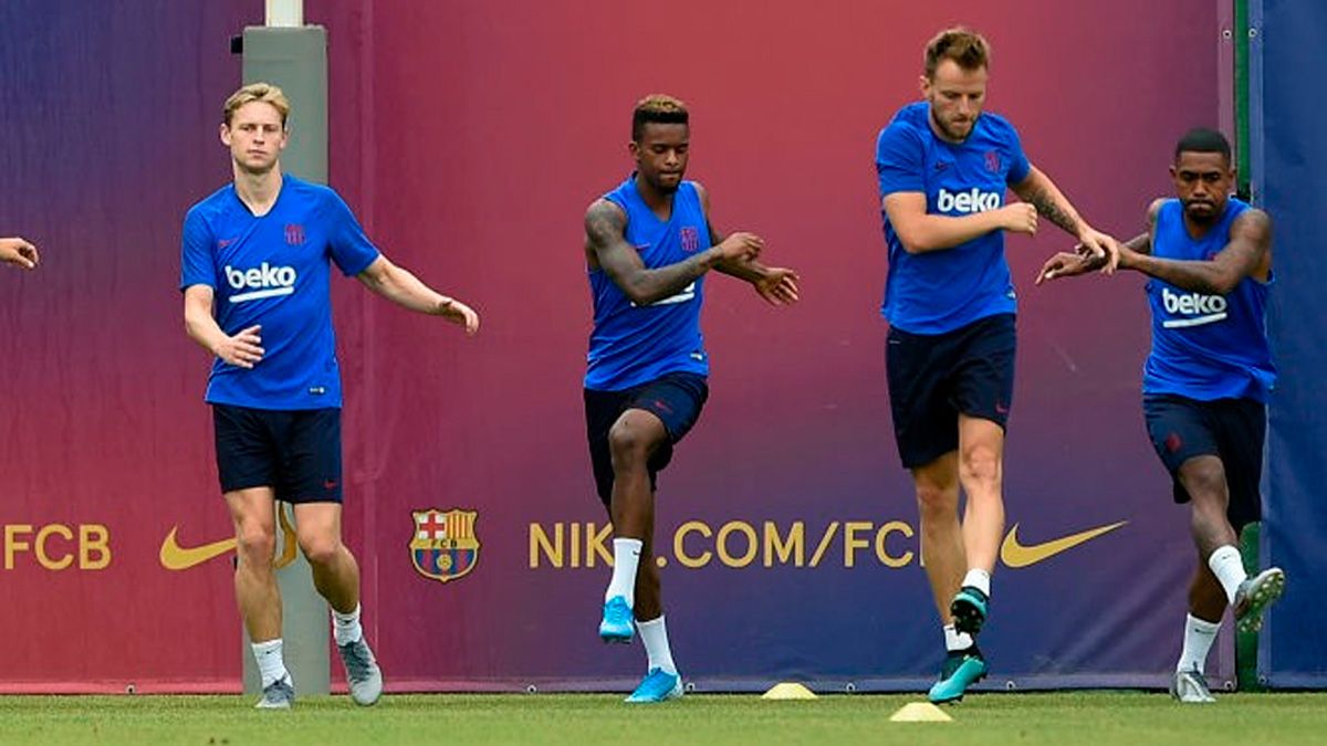 Malcom in a training session of Barça