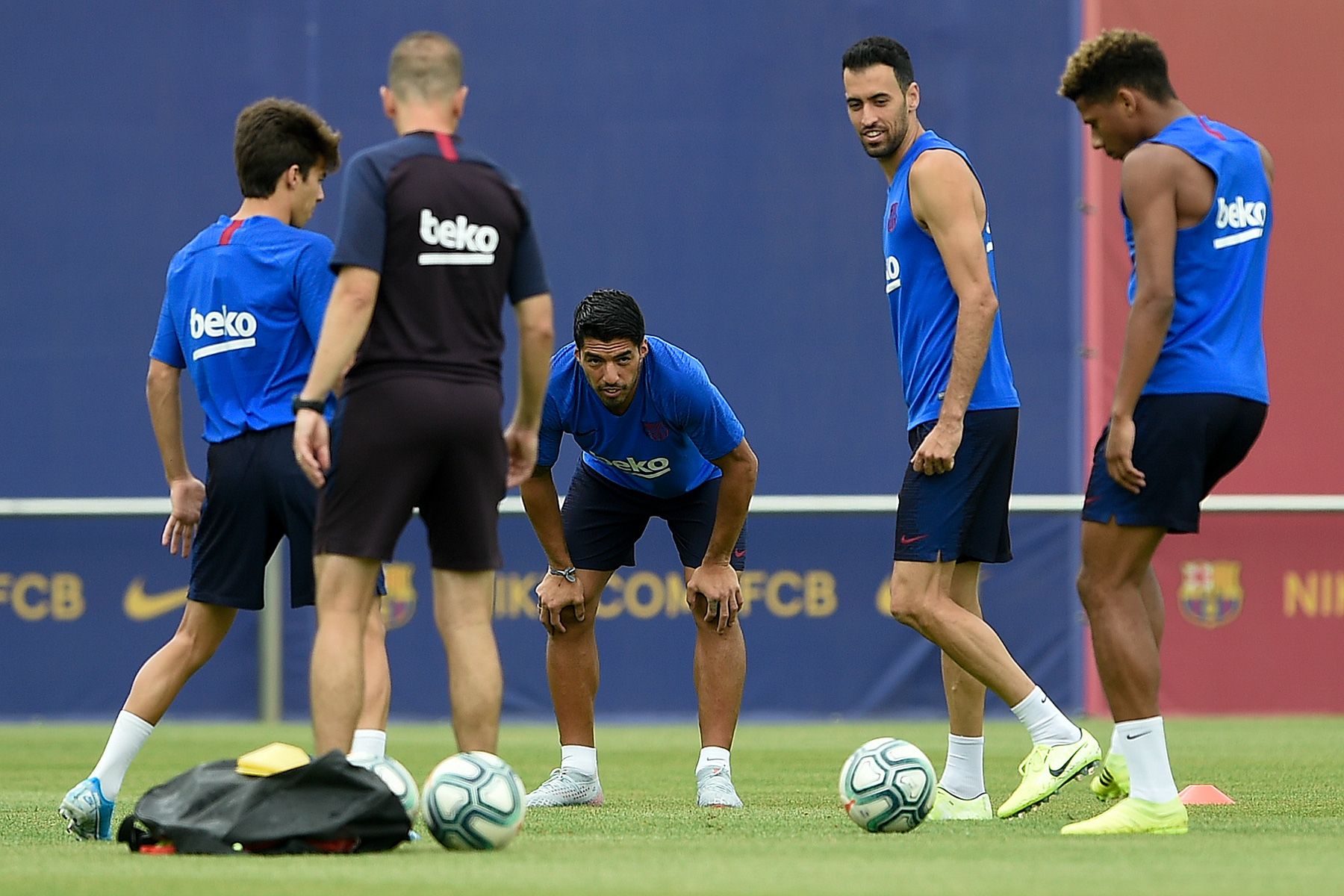 El FC Barcelona en un entrenamiento en pretemporada